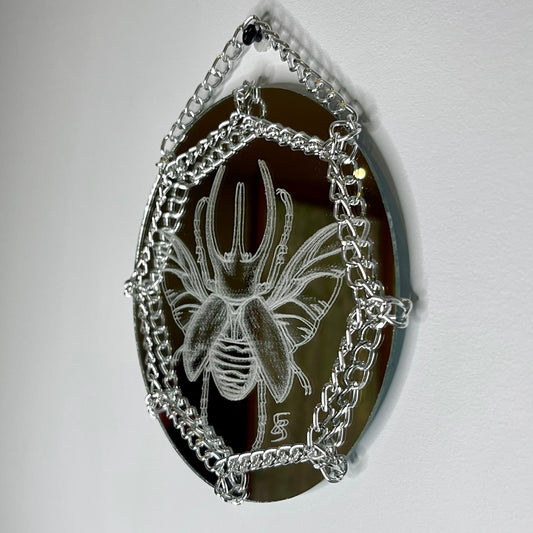 Scarab Beetle Etched Mirror