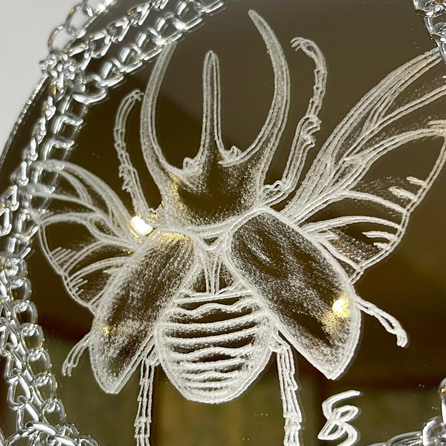 Scarab Beetle Etched Mirror