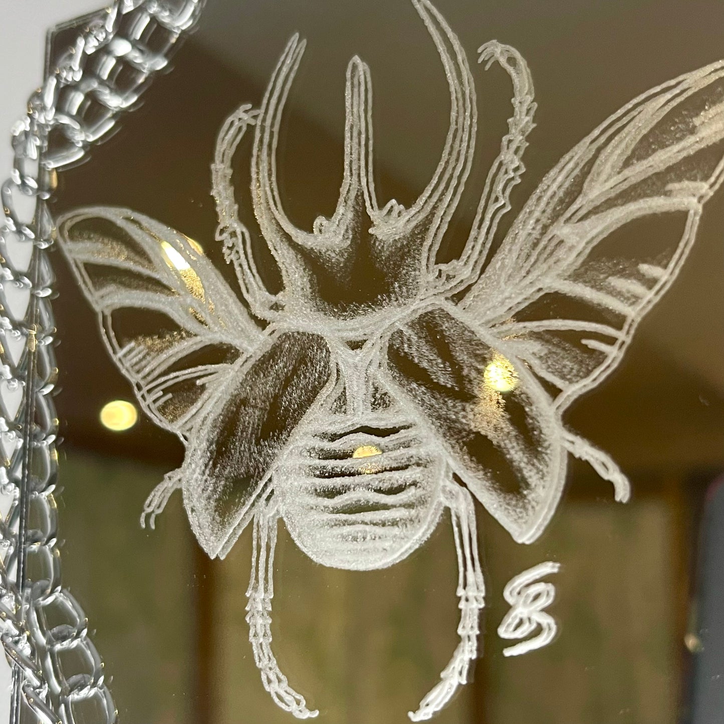 Scarab Beetle Etched Mirror
