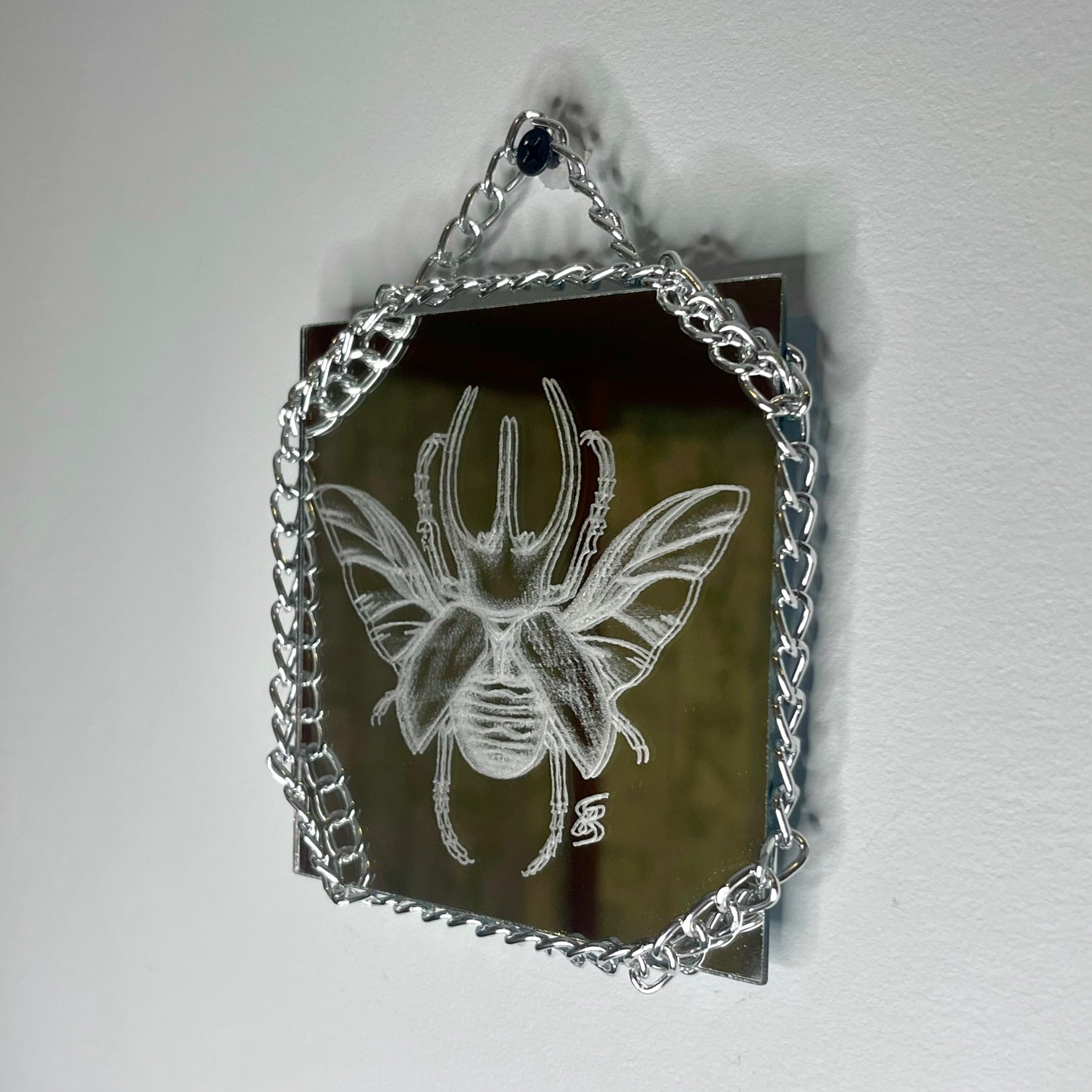 Scarab Beetle Etched Mirror