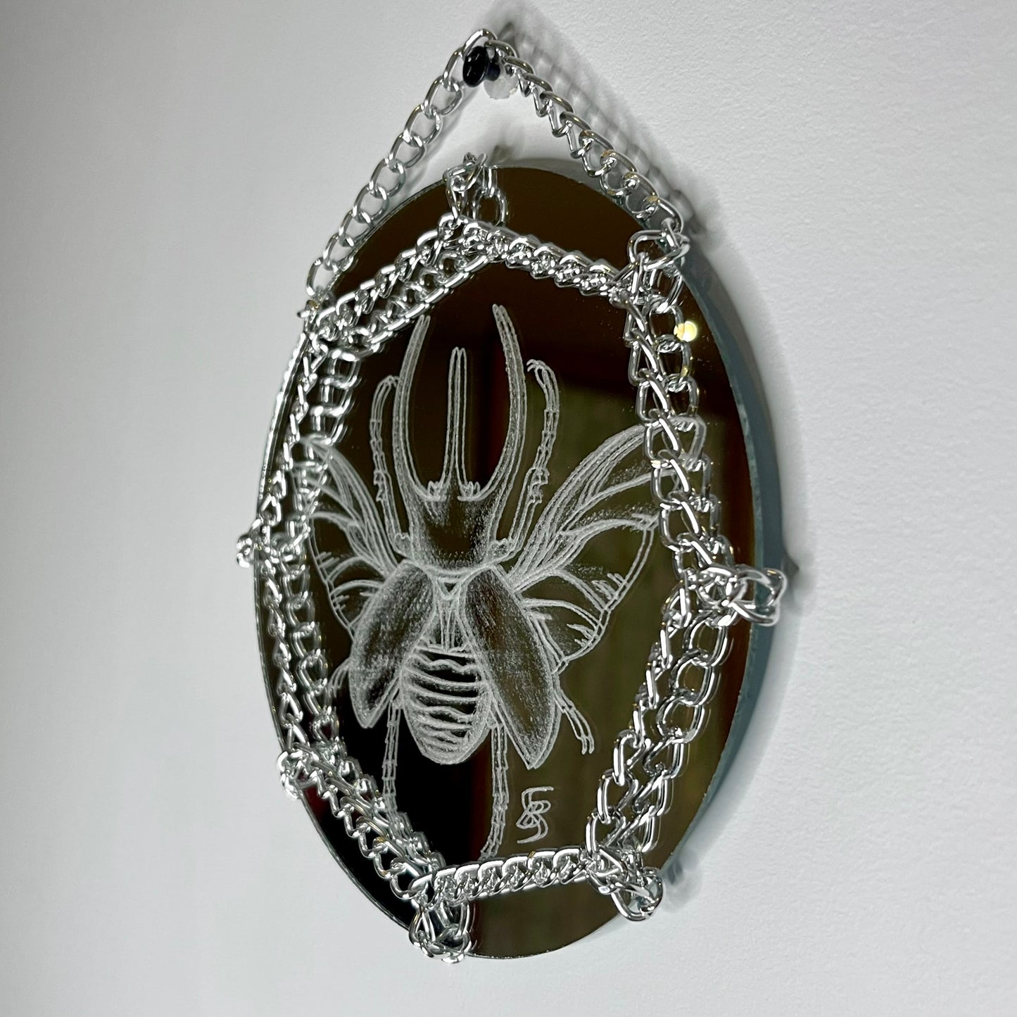 Scarab Beetle Etched Mirror