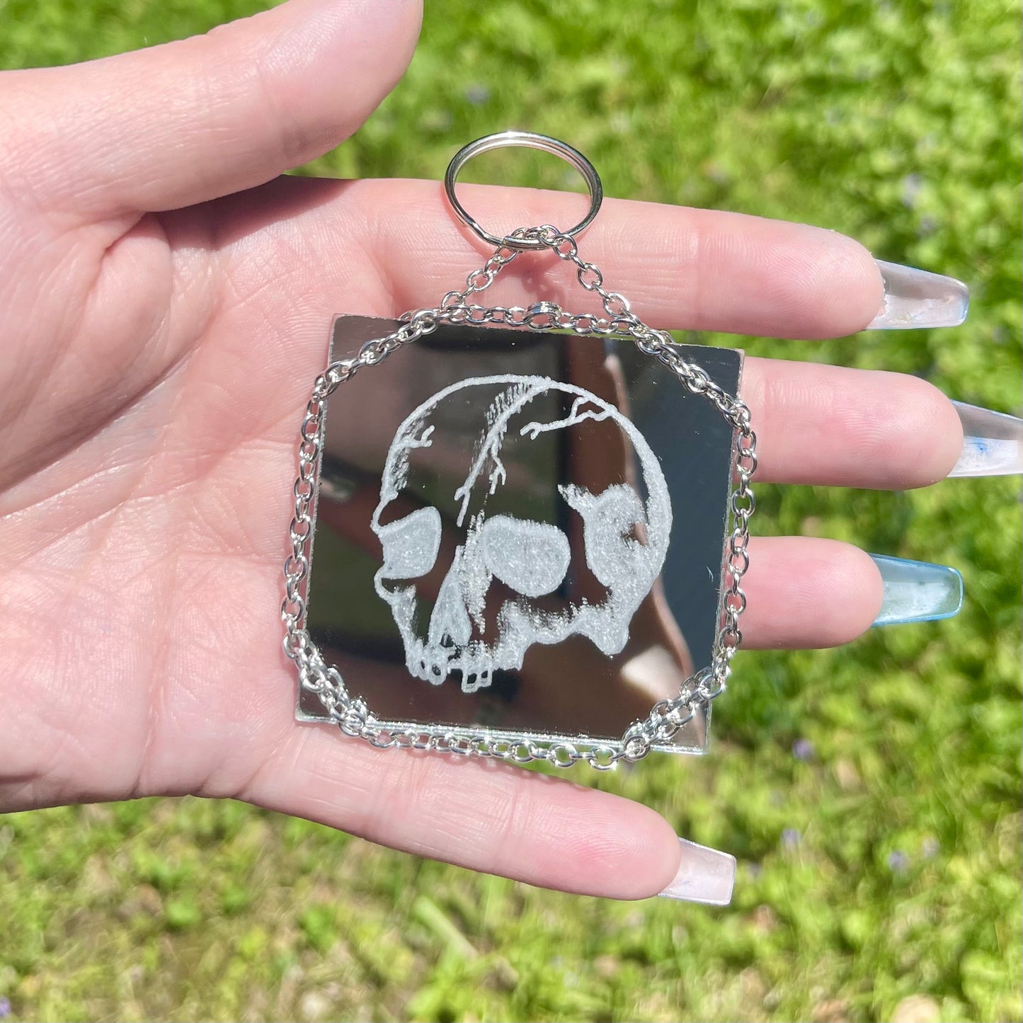 Human Skull Heart Keychain