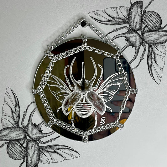 Scarab Beetle Etched Mirror