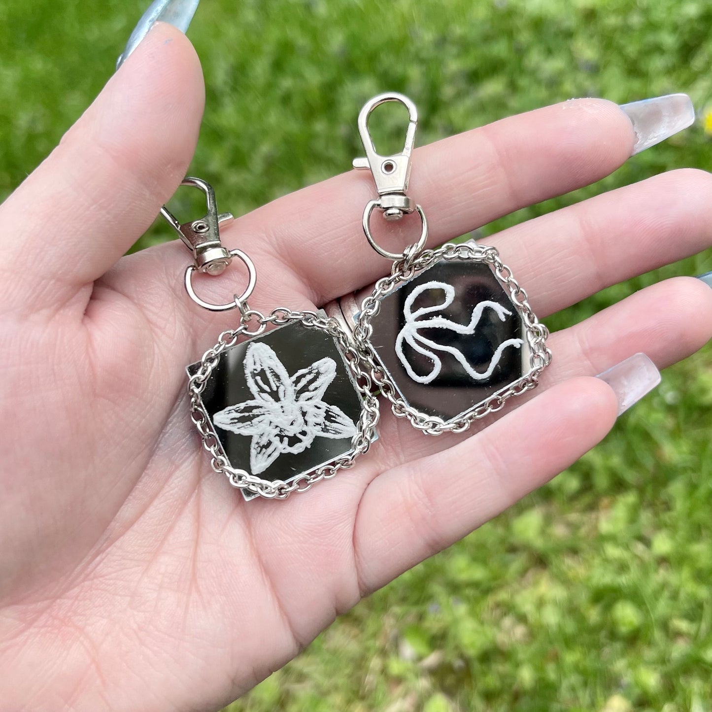 Orchid x Bow Double-Sided Keychain