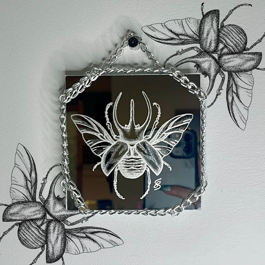 Scarab Beetle Etched Mirror