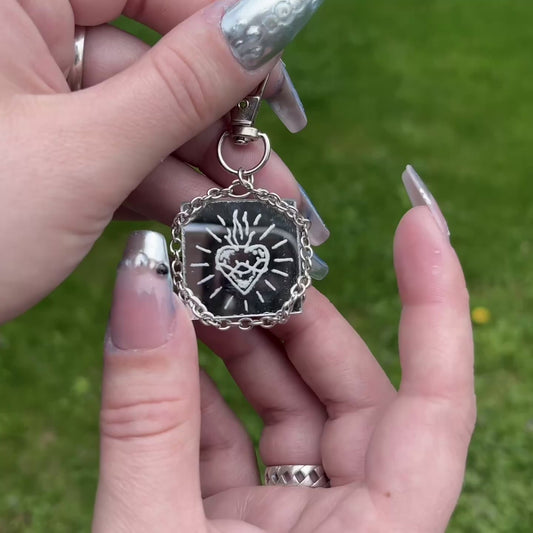 Sacred Heart x Cross Double-Sided Keychain